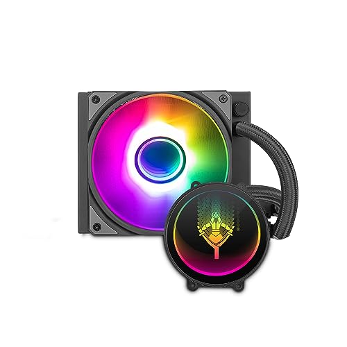 Yeyian Wasserkühlung für CPU Kühler Intel und AMD kompatibel PC Gaming PC-Kühlung AIO mit 1 x 120mm RGB-Lüfter | 120mm | 2000 U/min | (Neu 2024) von YEYIAN