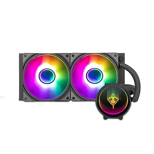 Yeyian Wasserkühlung für CPU Kühler Intel und AMD kompatibel PC Gaming PC-Kühlung AIO mit 2 x 120mm RGB-Lüfter | 240mm | 2000 U/min | (Neu 2024) von YEYIAN