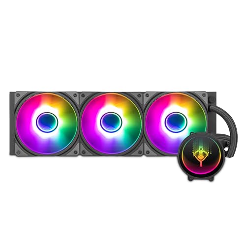 Yeyian Wasserkühlung für CPU Kühler Intel und AMD kompatibel PC Gaming PC-Kühlung AIO mit 3 x 120mm RGB-Lüfter | 360mm | 2000 U/min | (Neu 2024) von YEYIAN