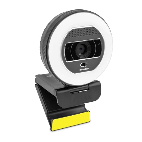 Yeyian Webcam-Streaming Autofokus Dual-Mikrofon-Rauschunterdrückung | 2K 2560x1440 30FPS | LED-Ringlicht 3 Farben | Fernbedienung | Verstellbare Unterstützung | Windows, Mac, Linux, Android | USB von YEYIAN