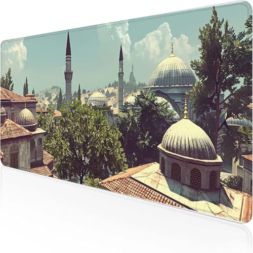 Architektur Mauspad 800x300mm, Mauspad Blau und Weiß Desk Mat with Stitched Edges Wassxerdicht Non-Slip Rubber Base Desk Mat für Büro Verbessert Präzision und Geschwindigkeit, Geschenke 1-1 von YEYUMEOZ