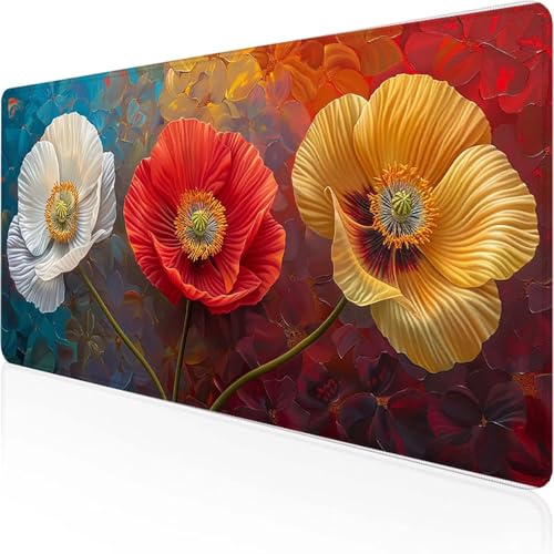 Blume Mauspad 600x300x3 mm, Gaming Mauspad Rot Desk Mat with Stitched Edges Wassxerdicht Non-Slip Rubber Base Desk Mat für Büro Gaming Zubehör Verbessert Präzision und Geschwindigkeit, Geschenke N-N Blume Mauspad 600x300x3 mm, Gaming Mauspad Rot Desk Mat with Stitched Edges Wassxerdicht Non-Slip Rubber Base Desk Mat für Büro Gaming Zubehör Verbessert Präzision und Geschwindigkeit, Geschenke N-N von YEYUMEOZ