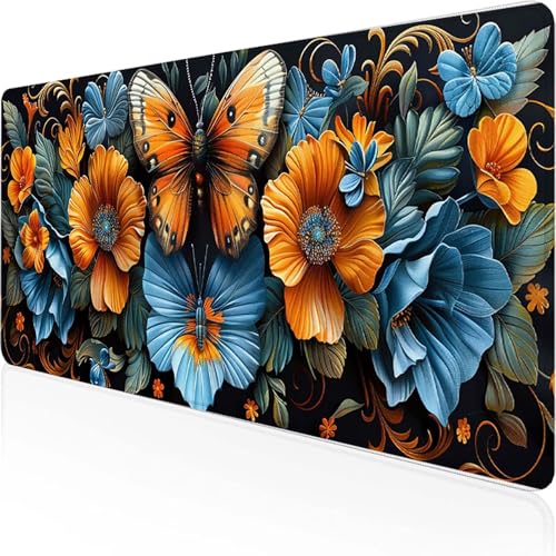 Blume Mauspad 800x300mm, Gaming Mauspad orange Farbe Desk Mat with Stitched Edges Wassxerdicht Non-Slip Rubber Base Desk Mat für Büro Gaming Verbessert Präzision und Geschwindigkeit, Geschenke 8-8 Blume Mauspad 800x300mm, Gaming Mauspad orange Farbe Desk Mat with Stitched Edges Wassxerdicht Non-Slip Rubber Base Desk Mat für Büro Gaming Verbessert Präzision und Geschwindigkeit, Geschenke 8-8 von YEYUMEOZ