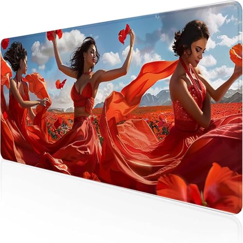 Frau Mauspad 800x300 mm, Gaming Mauspad Rot Desk Mat with Stitched Edges Wassxerdicht Non-Slip Rubber Base Desk Mat für Büro Gaming Zubehör Verbessert Präzision und Geschwindigkeit, Geschenke 1-D Frau Mauspad 800x300 mm, Gaming Mauspad Rot Desk Mat with Stitched Edges Wassxerdicht Non-Slip Rubber Base Desk Mat für Büro Gaming Zubehör Verbessert Präzision und Geschwindigkeit, Geschenke 1-D von YEYUMEOZ