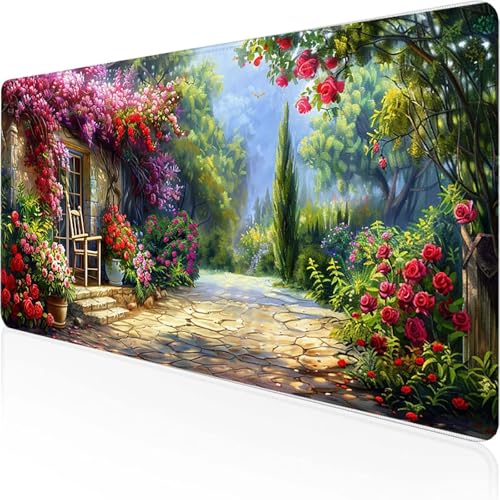 Garten Mauspad 800 x 300 x 3 mm, Gaming Mauspad Rosa Desk Mat with Stitched Edges Wassxerdicht Non-Slip Rubber Base Desk Mat für Büro Gaming Verbessert Präzision und Geschwindigkeit, Geschenke R-N Garten Mauspad 800 x 300 x 3 mm, Gaming Mauspad Rosa Desk Mat with Stitched Edges Wassxerdicht Non-Slip Rubber Base Desk Mat für Büro Gaming Verbessert Präzision und Geschwindigkeit, Geschenke R-N von YEYUMEOZ