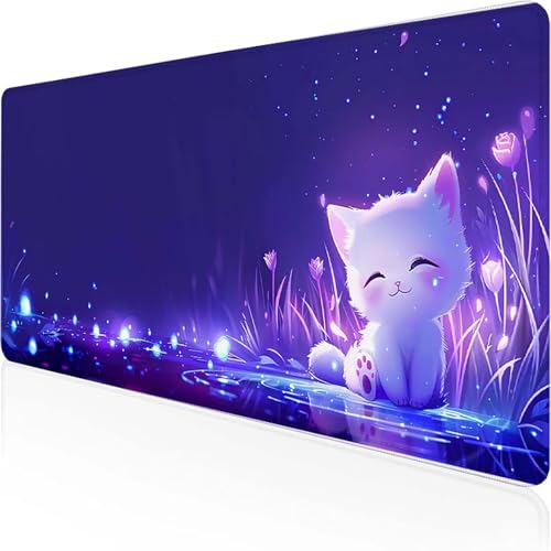 Katze Mauspad 600x300 mm, Gaming Mauspad Rosa Desk Mat with Stitched Edges Wassxerdicht Non-Slip Rubber Base Desk Mat für Büro Gaming Zubehör Verbessert Präzision und Geschwindigkeit, Geschenke 4-T Katze Mauspad 600x300 mm, Gaming Mauspad Rosa Desk Mat with Stitched Edges Wassxerdicht Non-Slip Rubber Base Desk Mat für Büro Gaming Zubehör Verbessert Präzision und Geschwindigkeit, Geschenke 4-T von YEYUMEOZ