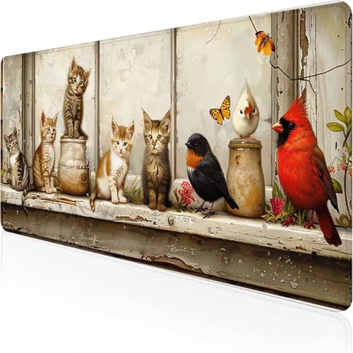 Katze Mauspad 600x300x3 mm, Gaming Mauspad Rosa Desk Mat with Stitched Edges Wassxerdicht Non-Slip Rubber Base Desk Mat für Büro Gaming Zubehör Verbessert Präzision und Geschwindigkeit, Geschenke 3-1 Katze Mauspad 600x300x3 mm, Gaming Mauspad Rosa Desk Mat with Stitched Edges Wassxerdicht Non-Slip Rubber Base Desk Mat für Büro Gaming Zubehör Verbessert Präzision und Geschwindigkeit, Geschenke 3-1 von YEYUMEOZ