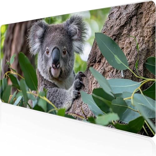 Koala Mauspad 800x300mm, Gaming Mauspad grau Desk Mat with Stitched Edges Wassxerdicht Non-Slip Rubber Base Desk Mat für Büro Gaming Zubehör Verbessert Präzision und Geschwindigkeit, Geschenke 1-Q Koala Mauspad 800x300mm, Gaming Mauspad grau Desk Mat with Stitched Edges Wassxerdicht Non-Slip Rubber Base Desk Mat für Büro Gaming Zubehör Verbessert Präzision und Geschwindigkeit, Geschenke 1-Q von YEYUMEOZ