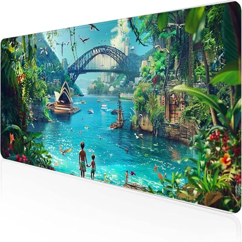 Landschaft Mauspad 800 x 300 x 3 mm, Gaming Mauspad Blau Desk Mat With Stitched Edges Wassxerdicht Non-Slip Rubber Base Desk Mat für Büro Gaming Verbessert Präzision und Geschwindigkeit, Geschenke 3-1 Landschaft Mauspad 800 x 300 x 3 mm, Gaming Mauspad Blau Desk Mat With Stitched Edges Wassxerdicht Non-Slip Rubber Base Desk Mat für Büro Gaming Verbessert Präzision und Geschwindigkeit, Geschenke 3-1 von YEYUMEOZ