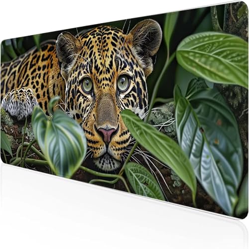 Leopard Mauspad 800x300mm, Gaming Mauspad Grün Desk Mat with Stitched Edges Wassxerdicht Non-Slip Rubber Base Desk Mat für Büro Gaming Zubehör Verbessert Präzision und Geschwindigkeit, Geschenke L-7 Leopard Mauspad 800x300mm, Gaming Mauspad Grün Desk Mat with Stitched Edges Wassxerdicht Non-Slip Rubber Base Desk Mat für Büro Gaming Zubehör Verbessert Präzision und Geschwindigkeit, Geschenke L-7 von YEYUMEOZ