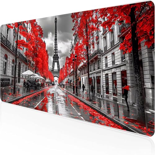 Mauspad Eiffelturm Schreibtischunterlage 700x300 mm Rot Gaming Mauspad mit Vernähte Kanten Wasserdicht Anti Rutsch Gumm iboden für Bürozubehör Laptop Verbessert Präzision, Geschenke für Männer 9-D Mauspad Eiffelturm Schreibtischunterlage 700x300 mm Rot Gaming Mauspad mit Vernähte Kanten Wasserdicht Anti Rutsch Gumm iboden für Bürozubehör Laptop Verbessert Präzision, Geschenke für Männer 9-D von YEYUMEOZ