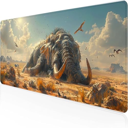 Mauspad Elefant Schreibtischunterlage 700x300 mm Blau Gaming Mauspad mit Vernähte Kanten Wasserdicht Anti Rutsch Gumm iboden für Bürozubehör Laptop Verbessert Präzision, Geschenke für Männer 2-9 von YEYUMEOZ