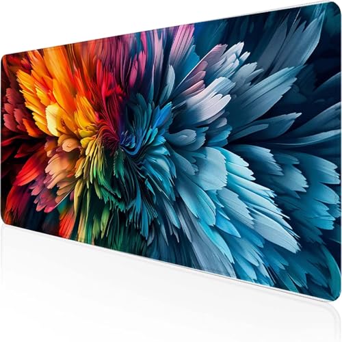 Mauspad Feder Schreibtischunterlage 700x300 mm orange Farbe Gaming Mauspad mit Vernähte Kanten Wasserdicht Anti Rutsch Gumm iboden für Bürozubehör Laptop Verbessert Präzision, Geschenke für Männer H-8 von YEYUMEOZ