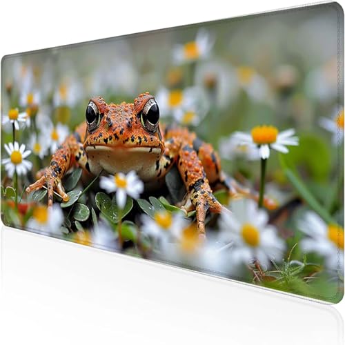 Mauspad Frosch Schreibtischunterlage 700x300 mm orange Farbe Gaming Mauspad mit Vernähte Kanten Wasserdicht Anti Rutsch Gumm iboden für Bürozubehör Laptop Verbessert Präzision, Geschenke Q-5 von YEYUMEOZ