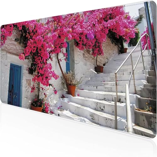 Mauspad Kirche Schreibtischunterlage 700x300 mm Grün Gaming Mauspad mit Vernähte Kanten Wasserdicht Anti Rutsch Gumm iboden für Bürozubehör Laptop Verbessert Präzision, Geschenke für Männer 0-7 von YEYUMEOZ