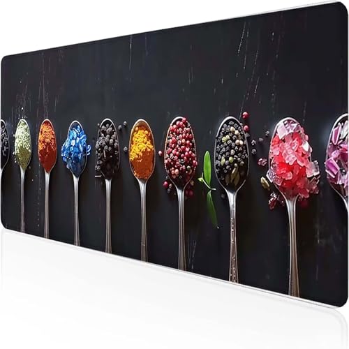Mauspad LöFfel Schreibtischunterlage 700 x 300 x 3 mm Rot Gaming Mauspad mit Vernähte Kanten Wasserdicht Anti Rutsch Gumm iboden für Bürozubehör Laptop Verbessert Präzision, Geschenke für Männer 6-R von YEYUMEOZ