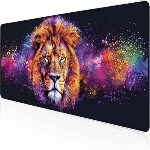 Mauspad LöWe Schreibtischunterlage 700x300 mm orange Farbe Gaming Mauspad mit Vernähte Kanten Wasserdicht Anti Rutsch Gumm iboden für Bürozubehör Laptop Verbessert Präzision, Geschenke für Männer 5-W von YEYUMEOZ
