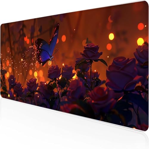 Mauspad Rose Schreibtischunterlage 700x300mm Rosa Gaming Mauspad mit Vernähte Kanten Wasserdicht Anti Rutsch Gumm iboden für Bürozubehör Laptop Verbessert Präzision, Geschenke für Männer R-5 Mauspad Rose Schreibtischunterlage 700x300mm Rosa Gaming Mauspad mit Vernähte Kanten Wasserdicht Anti Rutsch Gumm iboden für Bürozubehör Laptop Verbessert Präzision, Geschenke für Männer R-5 von YEYUMEOZ