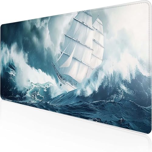 Mauspad Segelboot Schreibtischunterlage 700 x 300 x 3 mm Blau Gaming Mauspad mit Vernähte Kanten Wasserdicht Anti Rutsch Gumm iboden für Bürozubehör Laptop Verbessert Präzision, Geschenke 6-6 Mauspad Segelboot Schreibtischunterlage 700 x 300 x 3 mm Blau Gaming Mauspad mit Vernähte Kanten Wasserdicht Anti Rutsch Gumm iboden für Bürozubehör Laptop Verbessert Präzision, Geschenke 6-6 von YEYUMEOZ