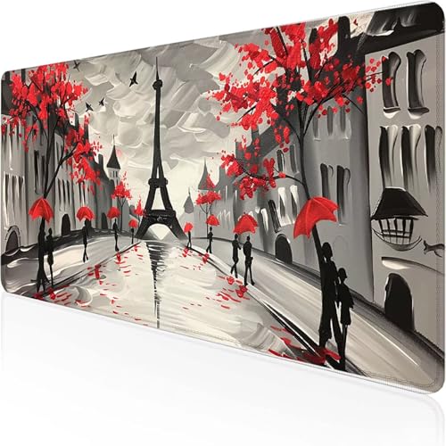 Regenschirm Mauspad 600 x 300 x 3 mm, Gaming Mauspad Rot Desk Mat With Stitched Edges Wassxerdicht Non-Slip Rubber Base Desk Mat für Büro Gaming Verbessert Präzision und Geschwindigkeit, Geschenke R-5 Regenschirm Mauspad 600 x 300 x 3 mm, Gaming Mauspad Rot Desk Mat With Stitched Edges Wassxerdicht Non-Slip Rubber Base Desk Mat für Büro Gaming Verbessert Präzision und Geschwindigkeit, Geschenke R-5 von YEYUMEOZ