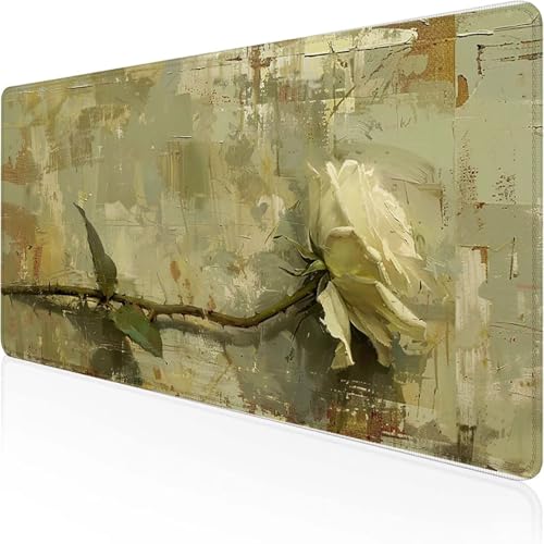Rose Mauspad 600 x 300 x 3 mm, Gaming Mauspad grau Desk Mat with Stitched Edges Wassxerdicht Non-Slip Rubber Base Desk Mat für Büro Gaming Verbessert Präzision und Geschwindigkeit, Geschenke 3-R von YEYUMEOZ