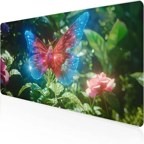 Schmetterling Mauspad 800 x 300 x 3 mm, Mauspad Rosa Desk Mat with Stitched Edges Wassxerdicht Non-Slip Rubber Base Desk Mat für Büro Verbessert Präzision und Geschwindigkeit, Geschenke 3-0 Schmetterling Mauspad 800 x 300 x 3 mm, Mauspad Rosa Desk Mat with Stitched Edges Wassxerdicht Non-Slip Rubber Base Desk Mat für Büro Verbessert Präzision und Geschwindigkeit, Geschenke 3-0 von YEYUMEOZ