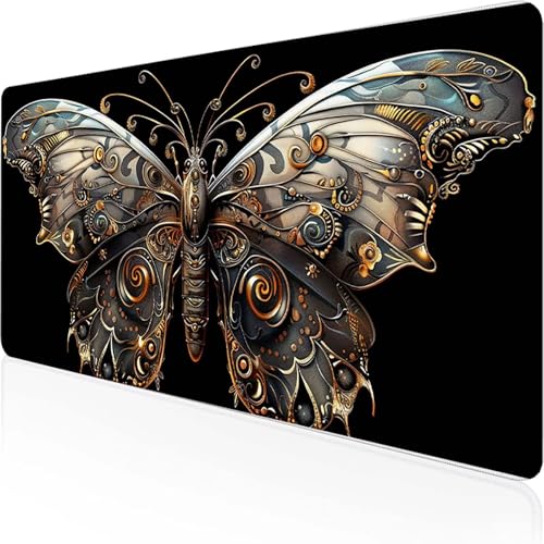 Schmetterling Mauspad 800x300 mm, Mauspad Blau und Weiß Desk Mat with Stitched Edges Wassxerdicht Non-Slip Rubber Base Desk Mat für Büro Verbessert Präzision und Geschwindigkeit, Geschenke A-G Schmetterling Mauspad 800x300 mm, Mauspad Blau und Weiß Desk Mat with Stitched Edges Wassxerdicht Non-Slip Rubber Base Desk Mat für Büro Verbessert Präzision und Geschwindigkeit, Geschenke A-G von YEYUMEOZ