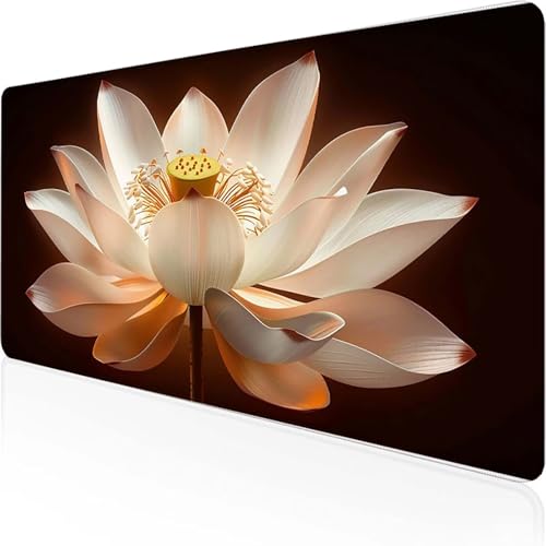 Seerose Mauspad 800x300mm, Gaming Mauspad Weiß Desk Mat with Stitched Edges Wassxerdicht Non-Slip Rubber Base Desk Mat für Büro Gaming Zubehör Verbessert Präzision und Geschwindigkeit, Geschenke I-W Seerose Mauspad 800x300mm, Gaming Mauspad Weiß Desk Mat with Stitched Edges Wassxerdicht Non-Slip Rubber Base Desk Mat für Büro Gaming Zubehör Verbessert Präzision und Geschwindigkeit, Geschenke I-W von YEYUMEOZ