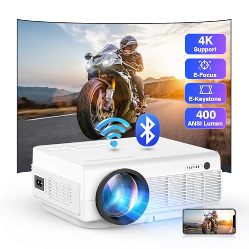 Beamer, YEZMEK Native 1080P 16000 Lux Full HD 5G WiFi Bluetooth Beamer, Mini LED Beamer 4K Unterstützt, Heimkino Projektor Kompatibel mit TV-Stick, Smartphone & Tablet Laptop HDMI, USB TF, Weiß. von YEZMEK