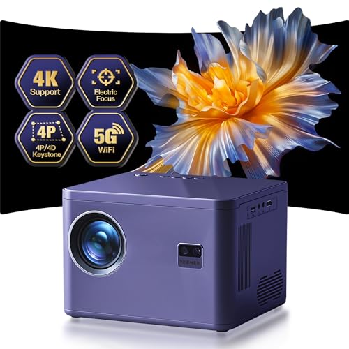 Beamer 4K [Elektrischer Fokus & 6D/4P Trapezkorrektur & Zoom], 20000L Native 1080P 5G WiFi Zweikanal-Bluetooth Projektor, Heimkino/Outdoor Video Beamer für TV Stick/Laptop/Handy/Spielkonsole HDMI USB von YEZMEK
