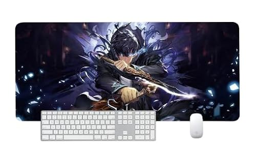 Solo Leveling Mauspad,Anime Mauspads,Gaming-Mauspad,Schreibtischunterlage groß, Tastaturmatte wasserdicht Computer,Tastatur Pad rutschfest Maße 800 x 300 mm,3 mm/31,5x11,81 Zoll(B) von YFDSXKMZ