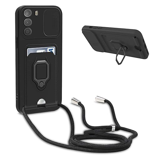 YFSYLL Handykette Schutzhülle kompatibel mit Motorola Moto G42 4G Handyhülle mit Band,Silikon Handyhülle Case mit Schiebe Kameraschutz,360 Grad Ringhalter Stand,Kartenfach,Schwarz YFSYLL Handykette Schutzhülle kompatibel mit Motorola Moto G42 4G Handyhülle mit Band,Silikon Handyhülle Case mit Schiebe Kameraschutz,360 Grad Ringhalter Stand,Kartenfach,Schwarz von YFSYLL