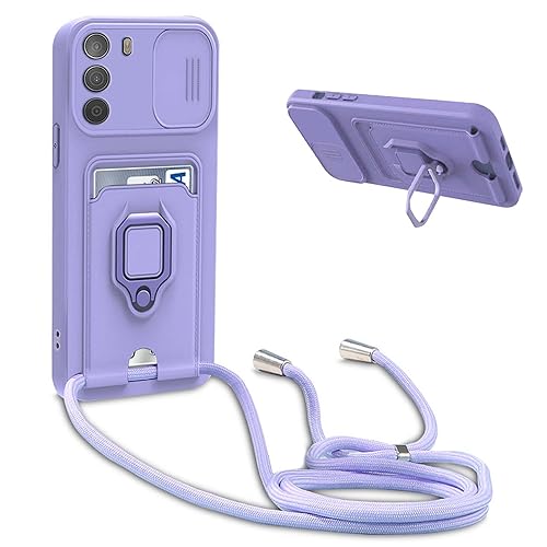 YFSYLL Handykette Schutzhülle kompatibel mit Motorola Moto G42 4G Handyhülle mit Band,Silikon Handyhülle Case mit Schiebe Kameraschutz,360 Grad Ringhalter Stand,Kartenfach,Violett YFSYLL Handykette Schutzhülle kompatibel mit Motorola Moto G42 4G Handyhülle mit Band,Silikon Handyhülle Case mit Schiebe Kameraschutz,360 Grad Ringhalter Stand,Kartenfach,Violett von YFSYLL