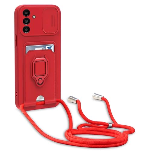 YFSYLL Handykette Schutzhülle kompatibel mit Samsung Galaxy A35 Handyhülle mit Band,Silikon Handyhülle Case mit Schiebe Kameraschutz,360 Grad Ringhalter Stand,Kartenfach,Rot YFSYLL Handykette Schutzhülle kompatibel mit Samsung Galaxy A35 Handyhülle mit Band,Silikon Handyhülle Case mit Schiebe Kameraschutz,360 Grad Ringhalter Stand,Kartenfach,Rot von YFSYLL