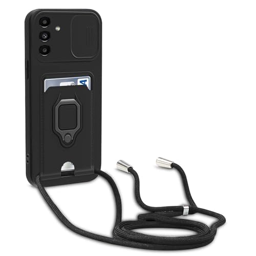YFSYLL Handykette Schutzhülle kompatibel mit Samsung Galaxy A55 Handyhülle mit Band,Silikon Handyhülle Case mit Schiebe Kameraschutz,360 Grad Ringhalter Stand,Kartenfach,Schwarz YFSYLL Handykette Schutzhülle kompatibel mit Samsung Galaxy A55 Handyhülle mit Band,Silikon Handyhülle Case mit Schiebe Kameraschutz,360 Grad Ringhalter Stand,Kartenfach,Schwarz von YFSYLL