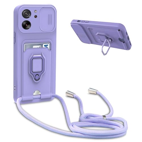YFSYLL Handykette Schutzhülle kompatibel mit Xiaomi 13T/Xiaomi 13T Pro Handyhülle mit Band,Silikon Handyhülle Case mit Schiebe Kameraschutz,360 Grad Ringhalter Stand,Kartenfach,Violett YFSYLL Handykette Schutzhülle kompatibel mit Xiaomi 13T/Xiaomi 13T Pro Handyhülle mit Band,Silikon Handyhülle Case mit Schiebe Kameraschutz,360 Grad Ringhalter Stand,Kartenfach,Violett von YFSYLL