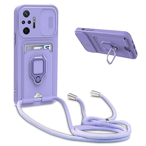 YFSYLL Handykette Schutzhülle kompatibel mit Xiaomi Redmi 12C / Redmi 11A Handyhülle mit Band,Silikon Handyhülle Case mit Schiebe Kameraschutz,360 Grad Ringhalter Stand,Kartenfach,Violett YFSYLL Handykette Schutzhülle kompatibel mit Xiaomi Redmi 12C / Redmi 11A Handyhülle mit Band,Silikon Handyhülle Case mit Schiebe Kameraschutz,360 Grad Ringhalter Stand,Kartenfach,Violett von YFSYLL