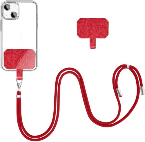 YFSYLL Handykette Universal für alle Smartphones,mit 2 Stück Universelles Patch,Handyband mit jeder Hülle kombinierbar, Einstellbar und Abnehmbar - Rot YFSYLL Handykette Universal für alle Smartphones,mit 2 Stück Universelles Patch,Handyband mit jeder Hülle kombinierbar, Einstellbar und Abnehmbar - Rot von YFSYLL