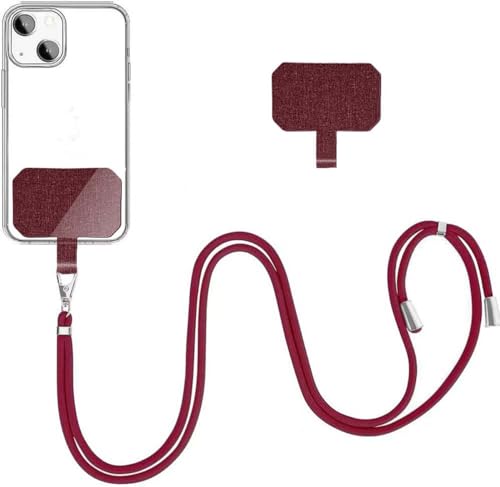 YFSYLL Handykette Universal für alle Smartphones,mit 2 Stück Universelles Patch,Handyband mit jeder Hülle kombinierbar, Einstellbar und Abnehmbar - Weinrot YFSYLL Handykette Universal für alle Smartphones,mit 2 Stück Universelles Patch,Handyband mit jeder Hülle kombinierbar, Einstellbar und Abnehmbar - Weinrot von YFSYLL