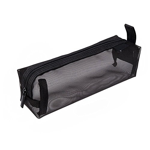 Federmäppchen, YFZYT Leinwand Mesh Mäppchen Schlamperbox Schlamperetui Pencil Case Stifteetui Stiftetasche Federtasche Stiftemappe Großer Kapazität - Schwarz von YFZYT