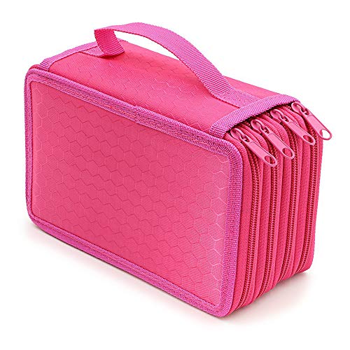YFZYT Federmappe Super Große Kapazität Bleistift-Beutel Studenten Stationäre Tasche Farbige Bleistifte Halter Case Federtasche Federmäppchen - 72 Slots, Rose Rot#1 von YFZYT