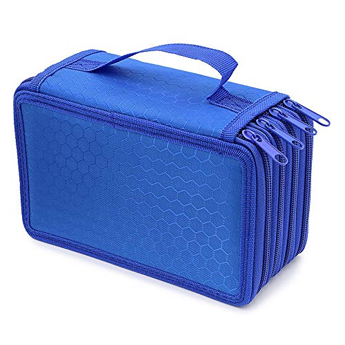 YFZYT Tragbar Leinwand Bunt Pencil Wrap Federmäppchen, Buntstift Bleistift Tasche Stiftemappe Stifterolle Stifteetui für Reisen Schule Büro Kunst - 72 Slots, Blau#1 von YFZYT