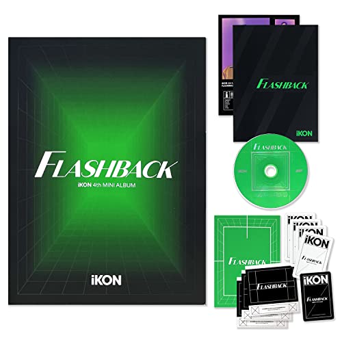 iKON - 4th Mini Album [FLASHBACK] (PHOTOBOOK-GREEN ver.) Photobook + CD + Postcard Set + Photo Sticker + Polaroid Set + Photocard Set + Slfie Photocard von YG Ent.