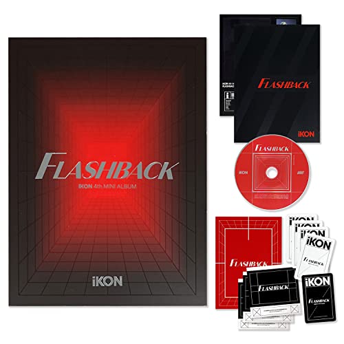iKON - 4th Mini Album [FLASHBACK] (PHOTOBOOK-RED ver.) Photobook + CD + Postcard Set + Photo Sticker + Polaroid Set + Photocard Set + Slfie Photocard von YG Ent.
