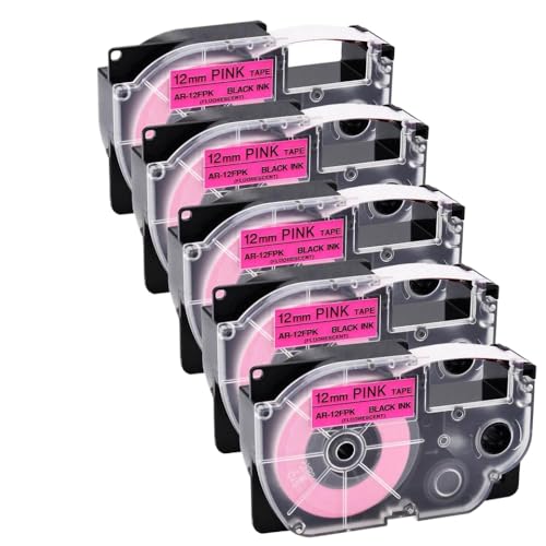 YGUWZ 5 Stück fluoreszierend rosa 12 mm kompatible Klebebänder Kompatibel mit Verschiedene Etikettendrucker KL-60 KL-120 KL-HD1 KL-P350W YGUWZ 5 Stück fluoreszierend rosa 12 mm kompatible Klebebänder Kompatibel mit Verschiedene Etikettendrucker KL-60 KL-120 KL-HD1 KL-P350W von YGUWZ