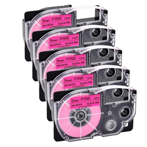 YGUWZ 5er-Pack Schwarz auf fluoreszierendem Rosa, 9 mm x 8 m, kompatible Klebebänder Kompatibel mit Verschiedene Etikettendrucker, einschließlich KL-60 KL-60SR KL-C500 KL-P350W YGUWZ 5er-Pack Schwarz auf fluoreszierendem Rosa, 9 mm x 8 m, kompatible Klebebänder Kompatibel mit Verschiedene Etikettendrucker, einschließlich KL-60 KL-60SR KL-C500 KL-P350W von YGUWZ