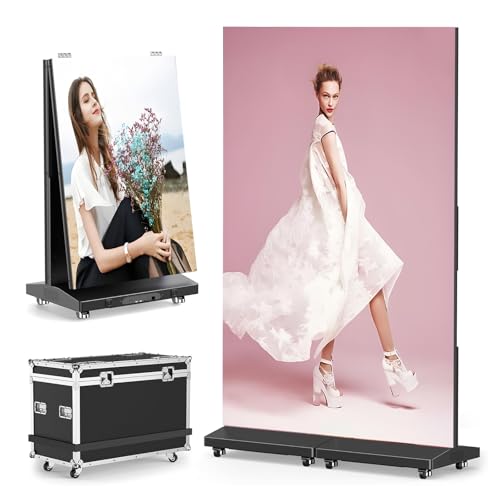 80 Zoll LED Klappbarer Poster Bildschirm Wandhalterung Digital Signage Slim Commercial Display LCD Monitor Werbebildschirm mit Flight Case für Veranstaltungen und Vermietungen WiFi/USB/HDMI(2pcs) von YGWXYYZJ