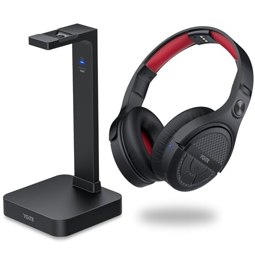 YGiTK Kopfhörer Kabellos für Fernseher/TV mit ladestation, Digitales 2,4GHz TV-Kopfhörer für Senioren Hörgeschädigte, Over-Ear Funkkopfhörer, Keine Audioverzögerung, Kopfhörer für Fernseher, Plug&Play von YGiTK