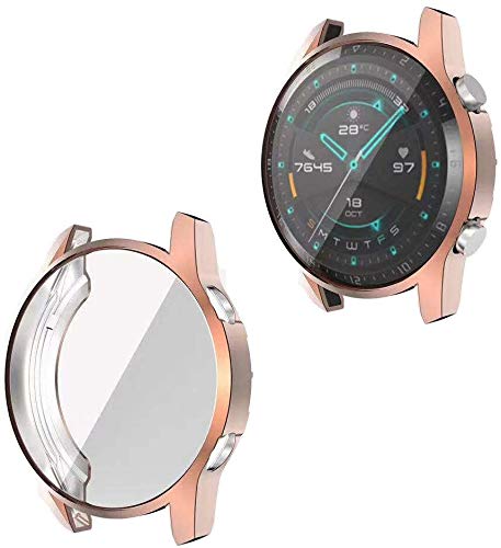 YGoal Displayschutzfolie für Huawei Watch GT 2 46mm, Vollverdeckte TPU-Hülle mit Flexibler Schutzhülle für die Stoßstange Passend für Huawei Watch GT 2 46mm (Roségold) von YGoal