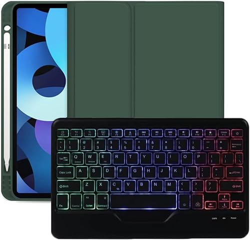 YGoal Tastatur Hülle für Huawei Matepad Air,(QWERTY Englische Layout) 7 Colors Backlit Ultradünn PU Leder Schutzhülle mit Abnehmbarer drahtloser Tastatur für Huawei Matepad Air 11.5, DGrün von YGoal